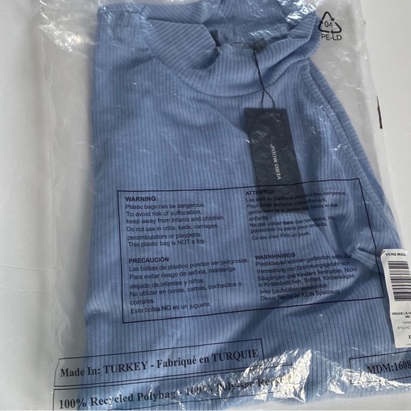 Vero Moda Sadie LongSleeve Asymmetrical One Shoulder Ribbed Top in Hydrangea, M - Picture 3 of 6